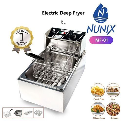 Nunix 6L Commercial Single Stainless Steel Deep Fryer